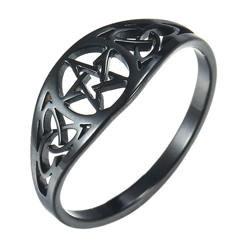 Pentagramm-Ring mit keltischen Knoten, Edelstahl 316L