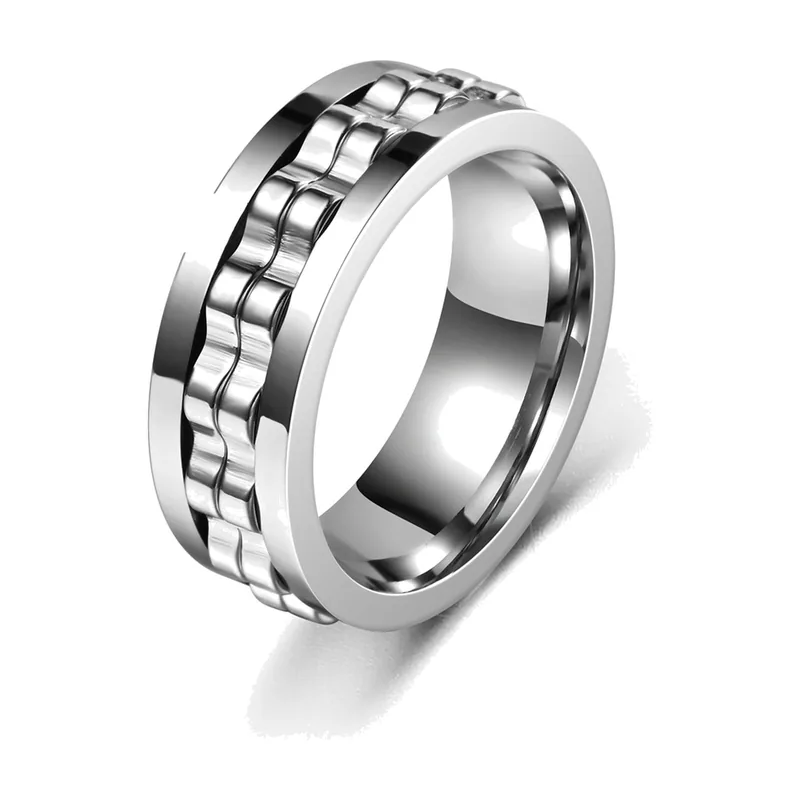 Spinner-Ring mit Ketten-Motiv für Herren, Edelstahl