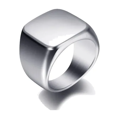 Anello Sigillo Quadrato in Acciaio Inossidabile 316L Spazzolato
