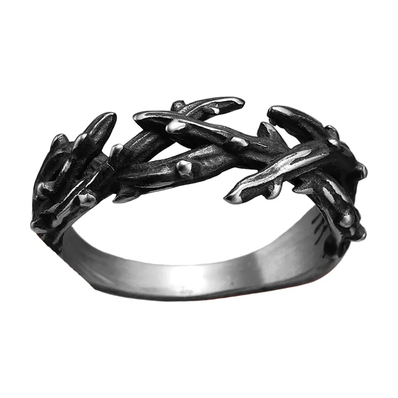 Anillo de Corona de Espinas Estilo Gótico, Acero Inoxidable