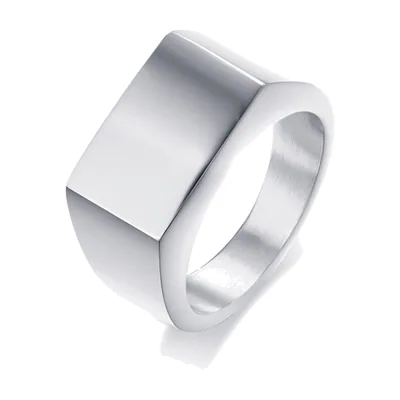 Anello Sigillo Quadrato in Acciaio Inossidabile 316L, Lucidato