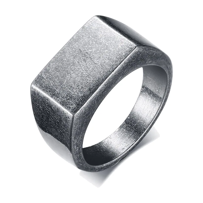 Square Signet Ring, Polished 316L Stainless Steel