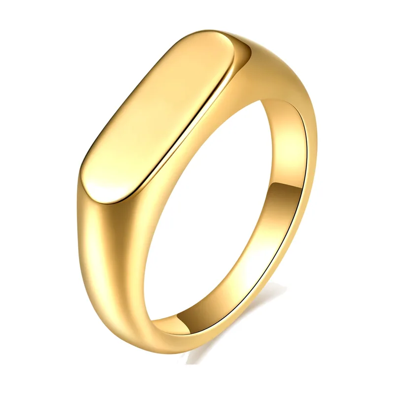 Plain Square Signet Ring, Polished Stainless Steel