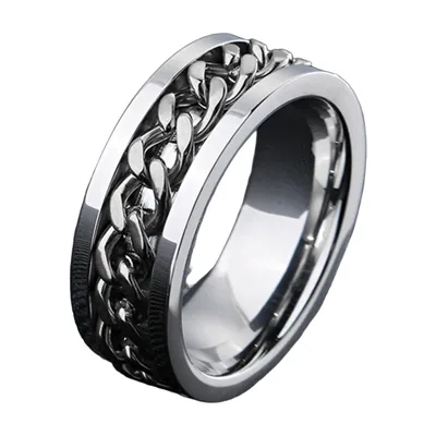 Panzerkette Ring für Herren, Polierter Edelstahl
