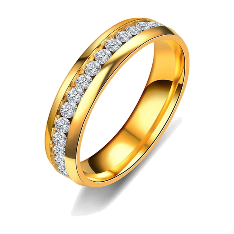 Bague Alliance avec Zirconia Clair, Acier Inoxydable