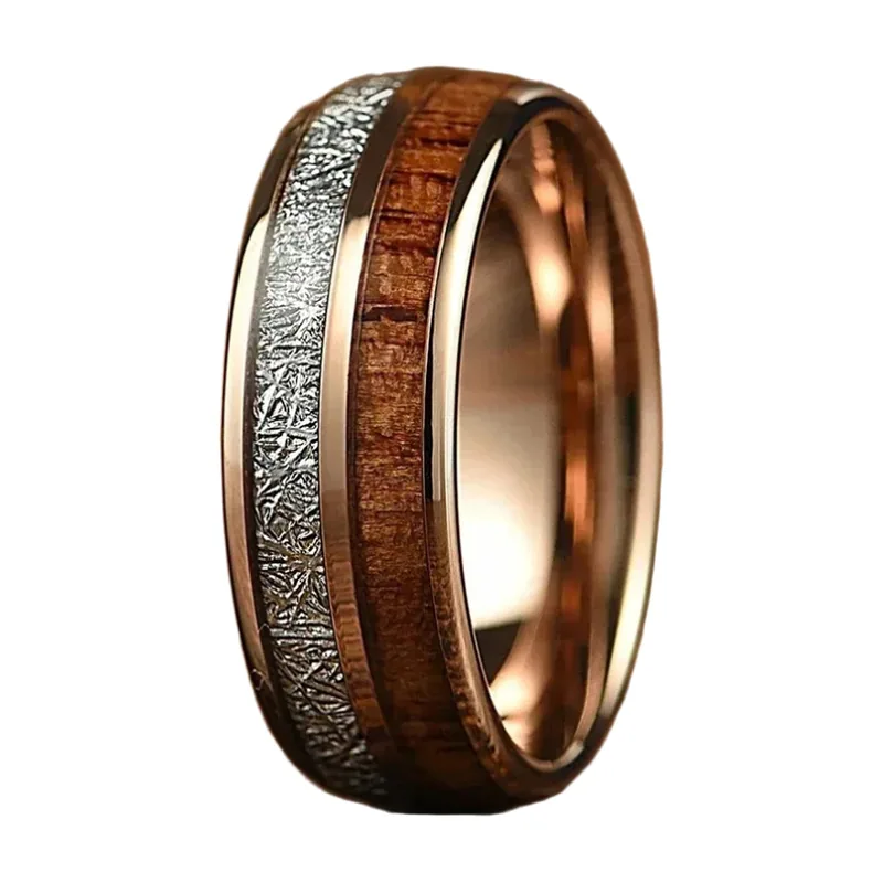 8mm Ring mit karbonisiertem Sand-Inlay, Edelstahl