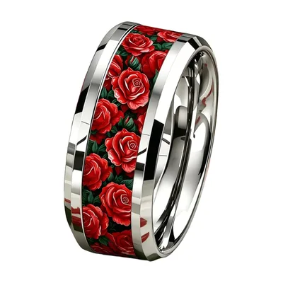 Gotischer Rosen-Ring für Herren, Edelstahl 316L