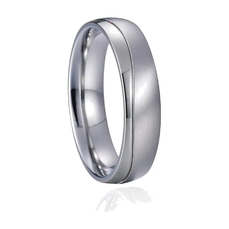 Anillo de Banda Cepillado con Bordes Pulidos, Acero Inoxidable