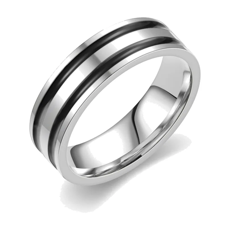 Herrenring mit Doppelrinne, 316L Edelstahl