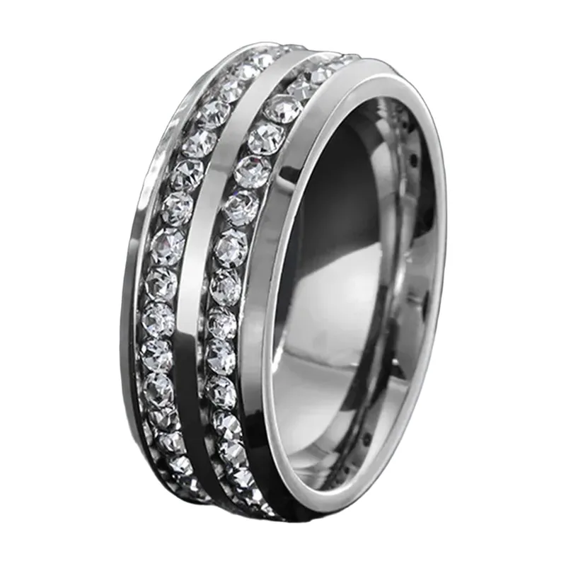 Bague Alliance avec Zirconia Clair, Acier Inoxydable 316L