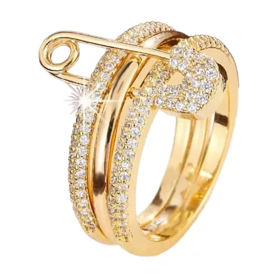 Herren Statement-Ring mit Sicherheitsnadel-Design, Edelstahl