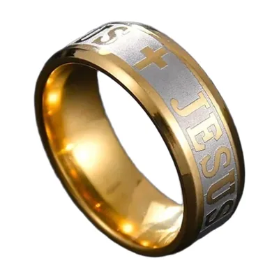 Religiöser Jesus Kreuz Ring für Herren, 316L Edelstahl