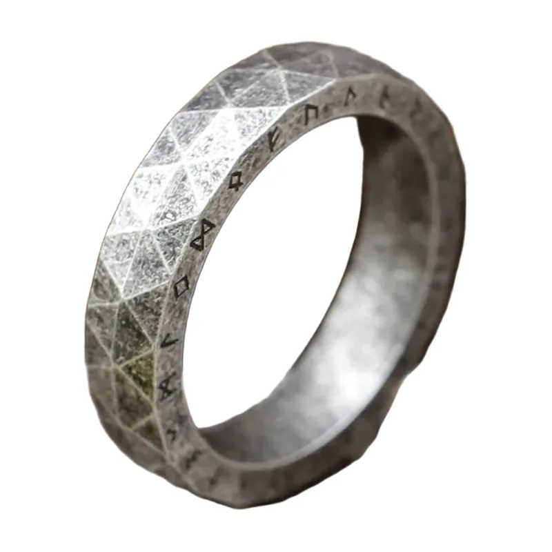 Wikinger Runenring für Herren, Edelstahl 316L