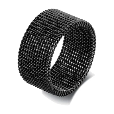 Anillo de Malla Tejida, Acero Inoxidable Negro