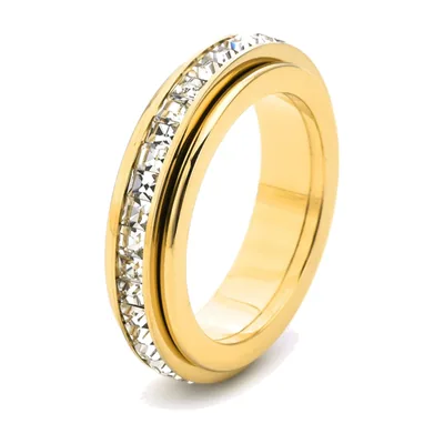 Anello Anti-Stress con Zirconia in Acciaio Inox