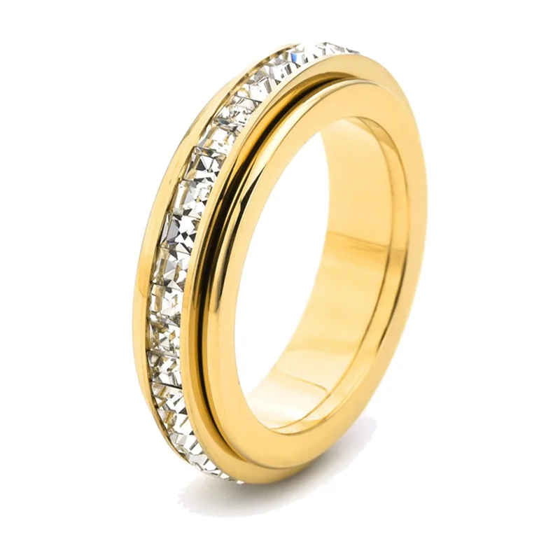 Anello Anti-Stress con Zirconia in Acciaio Inox