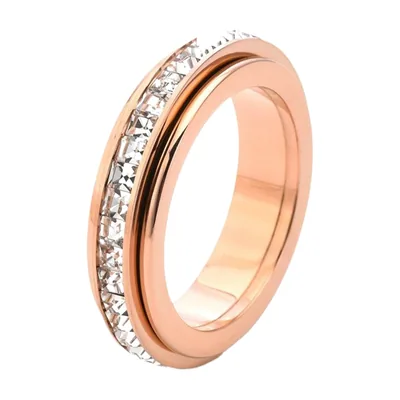 Anello Anti-Stress con Zirconia, Acciaio Inossidabile