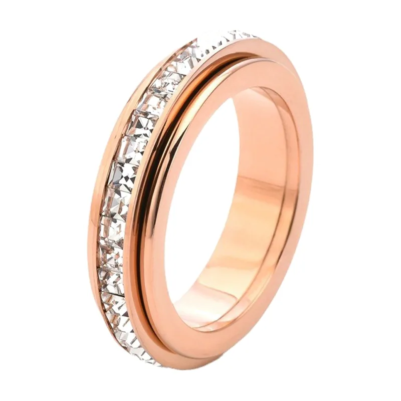 Anti-Stress Spinner-Ring mit Zirkonia, Edelstahl