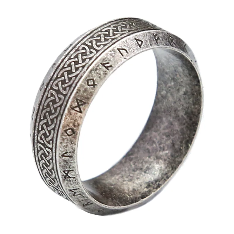Bague Runes Viking et Nœud Celtique, Acier Inoxydable