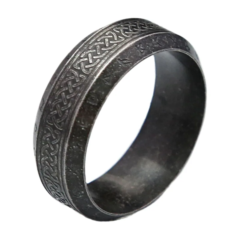 Viking Rune Ring with Celtic Knot, Stainless Steel