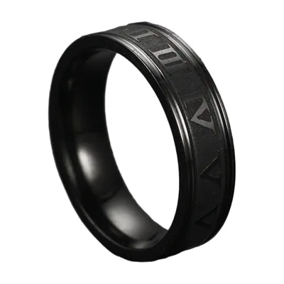 Herren Ring mit römischen Ziffern, Edelstahl 316L