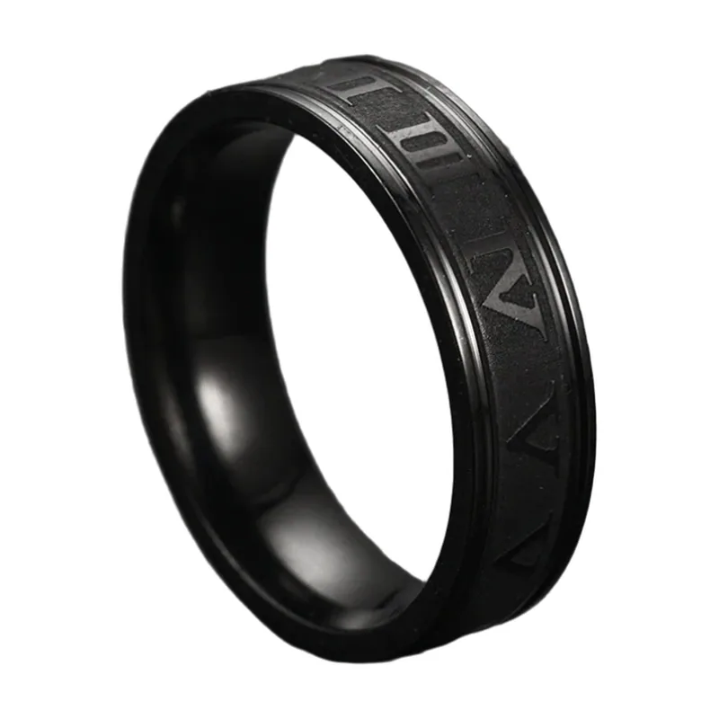 Herren Ring mit römischen Ziffern, Edelstahl 316L