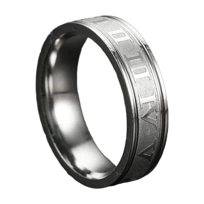 Anello con numeri romani, acciaio inossidabile