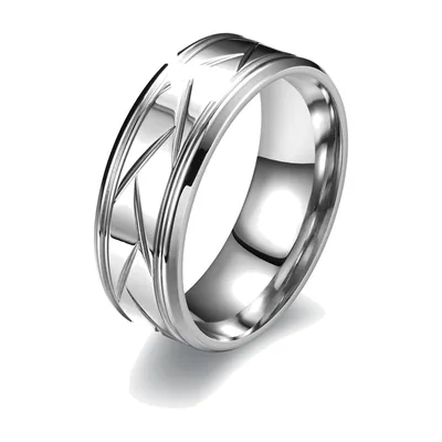 Geometrischer Herrenring mit Facetten-Design, Edelstahl