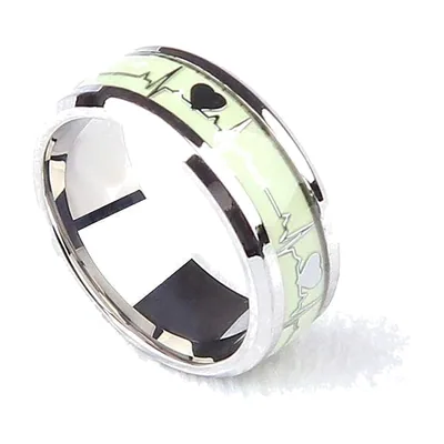 Anillo de Latido del Corazón ECG Luminoso, Acero Inoxidable