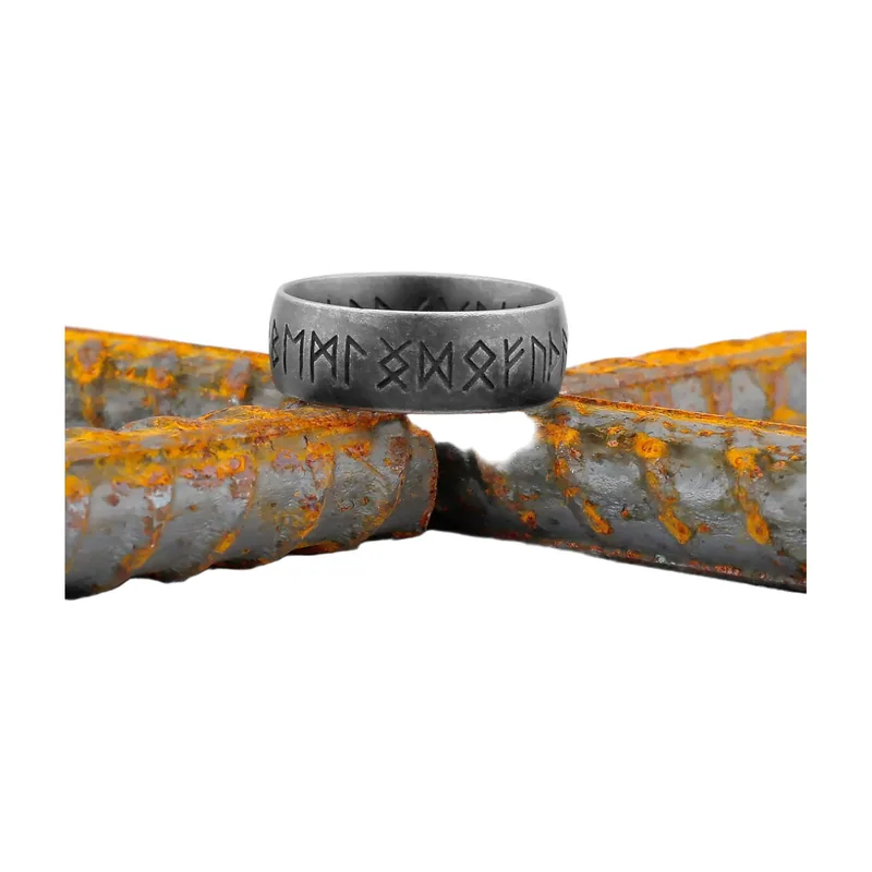 Anillo con Runas Nórdicas, Acero Inoxidable