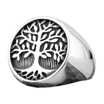 Wikinger Siegelring Yggdrasil Lebensbaum, Edelstahl