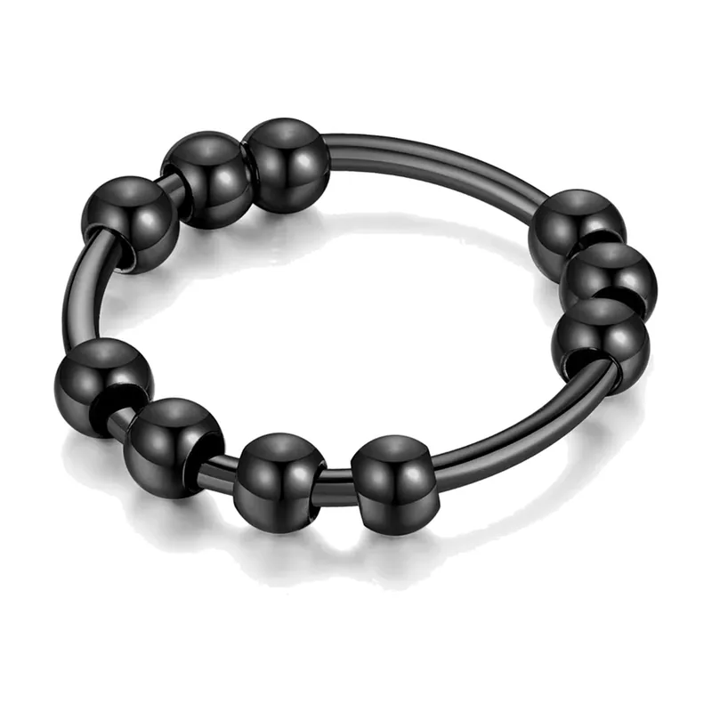 Anillo Spinner de Cuentas Antiestrés, Acero Inoxidable 316L