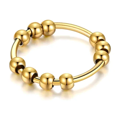 Herren Ring mit polierten Perlen, Edelstahl