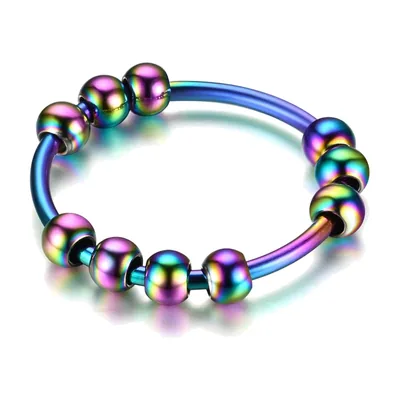 Spinner-Ring mit rotierenden Perlen, 316L Edelstahl