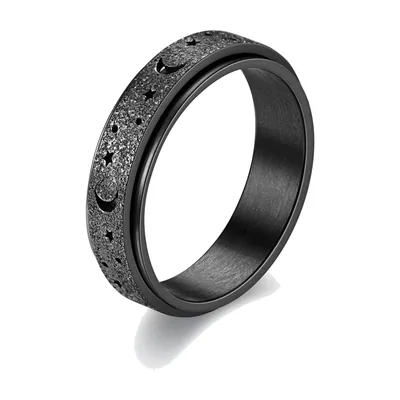 Spinner-Ring mit Mond und Sternen, 316L Edelstahl