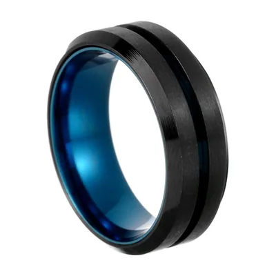 Schwarzer Spinner-Ring mit Drehring aus Edelstahl