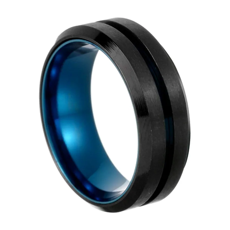 Anello Spinner Nero con Fascia Rotante, Acciaio Inossidabile