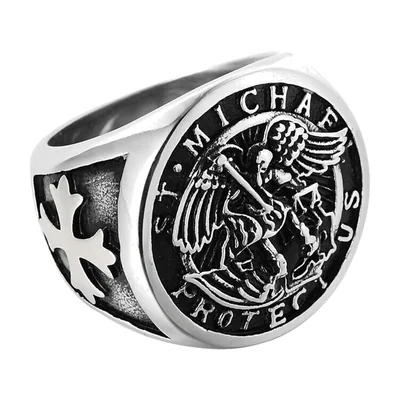 Siegelring Erzengel Michael, 316L Edelstahl