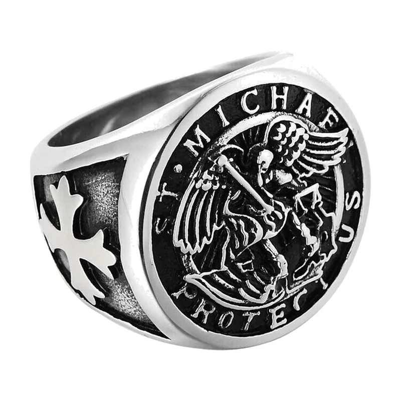 Siegelring Erzengel Michael, 316L Edelstahl
