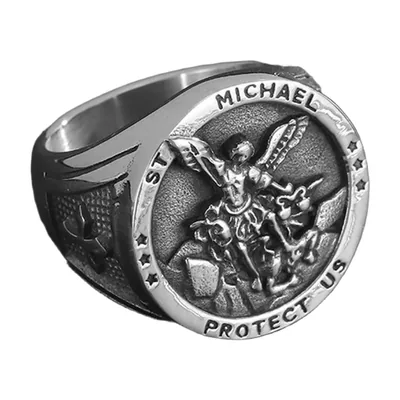 Siegelring Erzengel Michael, 316L Edelstahl