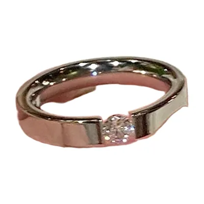 Minimalist Ring with Clear Cubic Zirconia, Stainless Steel