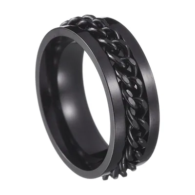 Herren Spinner-Ring mit Ketten-Design, Edelstahl 316L
