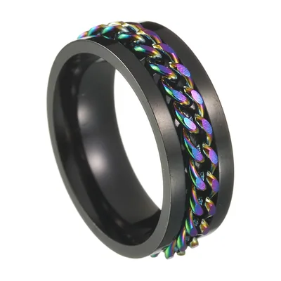 Spinner-Ring mit rotierendem Kettendetail, Edelstahl