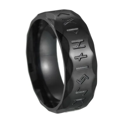 Odin Wikinger Runenring in Schwarz, Edelstahl 316L