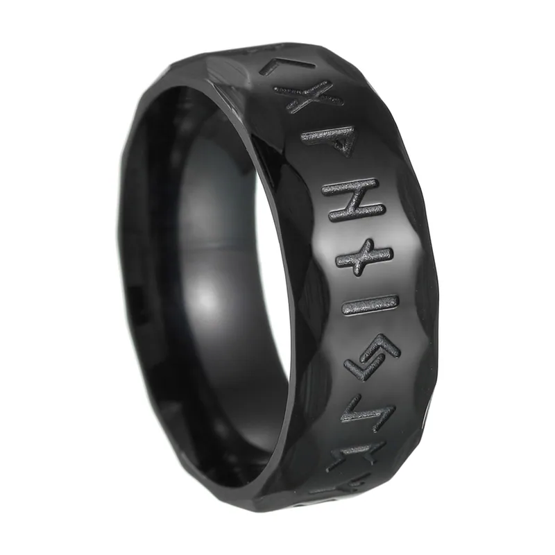 Odin Wikinger Runenring in Schwarz, Edelstahl 316L
