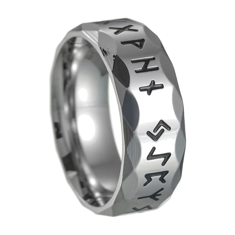 Bague Runes Vikings Odin, Acier Inoxydable