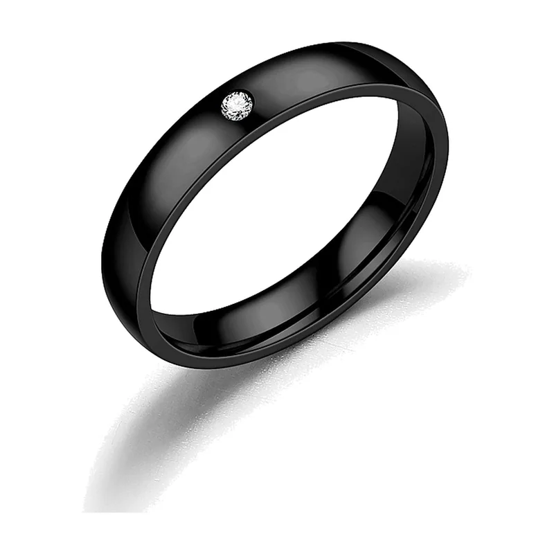 Anello Minimalista con Zircone Cubico, Acciaio Inossidabile