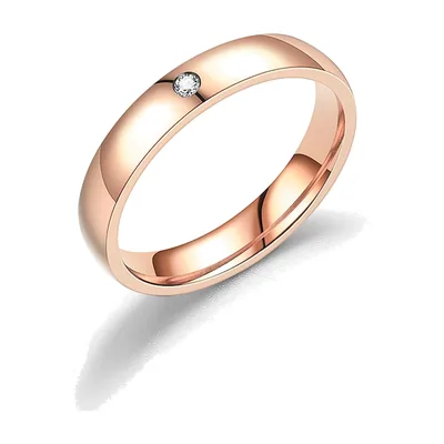 Anello a Fascia Minimalista con Zirconia, Acciaio Inossidabile