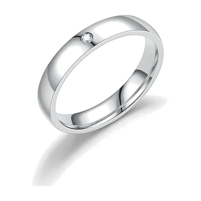 Anello a Fascia Minimalista con Zirconia Chiaro, Acciaio Inossidabile