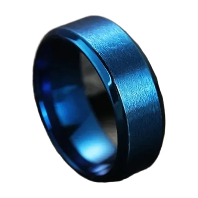 Gebürsteter Herrenring in Blau, 316L Edelstahl